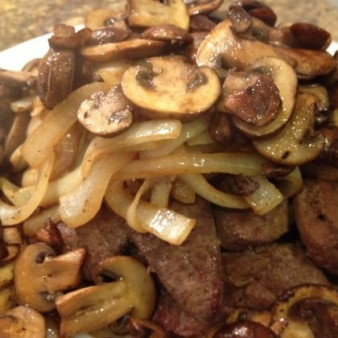 Печень с грибами