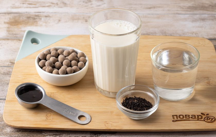 1. Этап. Бабл ти: Подготовьте все ингредиенты.