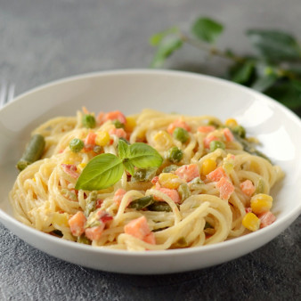 Макароны с замороженными овощами