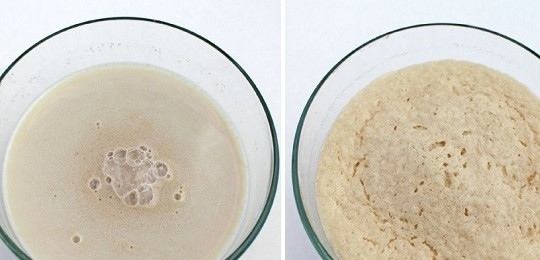 1. Этап. Булочки с творогом и изюмом: 2. Оставьте в теплом месте, чтобы дрожжи начали 