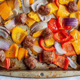 Sheet Pan Sausage, Peppers, and Onions