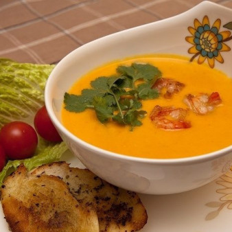 Тыквенный суп с креветками
