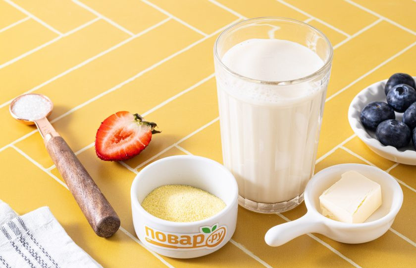 1. Этап. Манная каша простая: Подготовьте все ингредиенты.