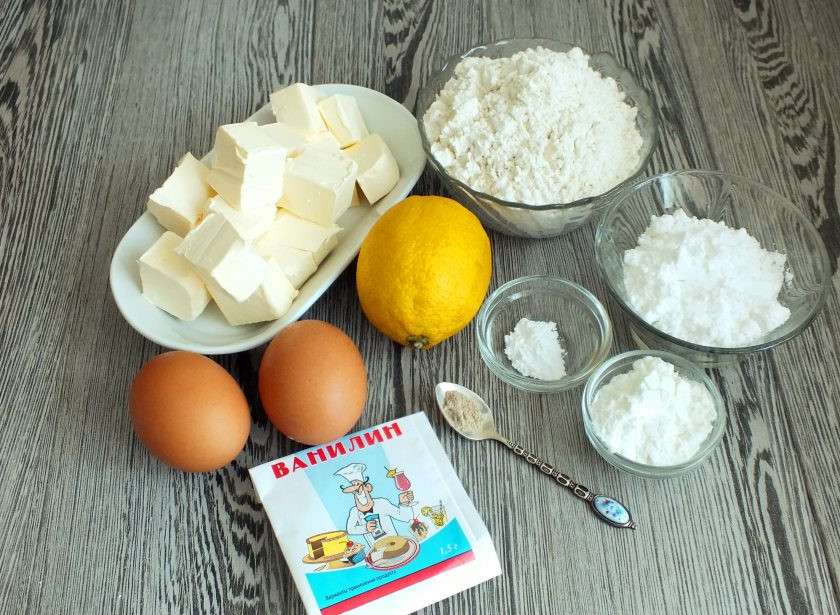 1. Этап. Печенье с лимонной начинкой: Подготовьте необходимые ингредиенты.