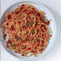 Spaghetti with Sun-Dried-Tomato-Almond Pesto