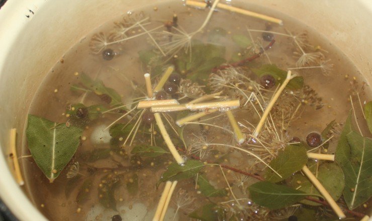 1. Этап. Маринованные маслята в масле: Для приготовления этой заготовки необходимо сварить маринад для грибов. Маринад необходимо готовить по привычному для Вас рецепту, регулируя количество укропа, душистого перца, лаврового листа, чеснока, гвоздики, соли, сахара и уксуса. В целом должен получиться 1 литр маринада.