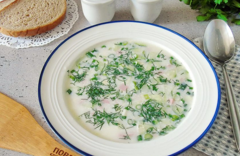 1. Этап. Окрошка на воде с уксусом и майонезом: Окрошка на воде с уксусом и майонезом готова. Приятного аппетита!