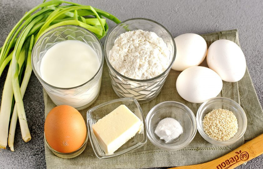 1. Этап. Наливной пирог: Подготовьте все ингредиенты.