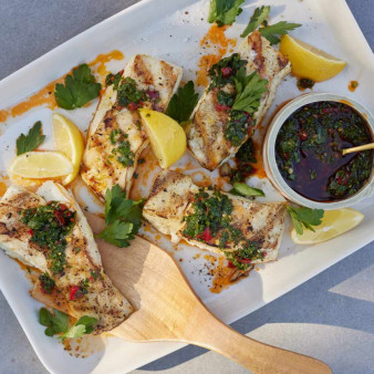 Grilled Halibut with Calabrian Chile Gremolata 