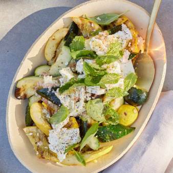 Grilled Zucchini and Yellow Squash with Champagne Vinaigrette 