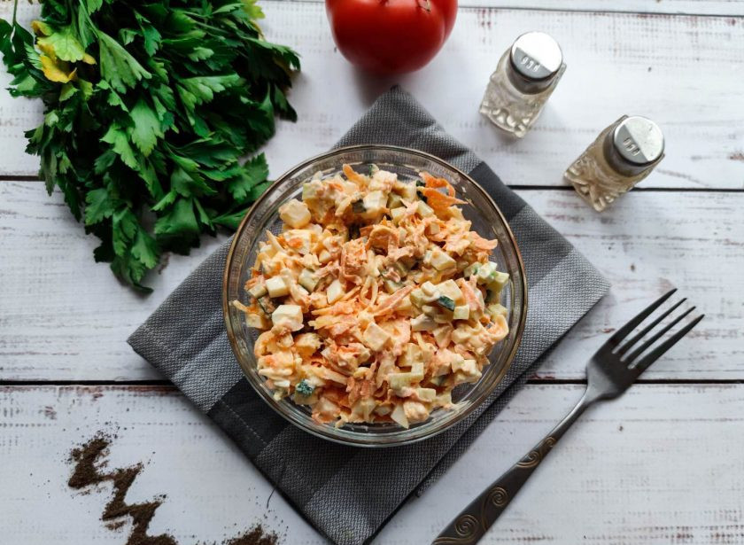 1. Этап. Салат Калейдоскоп с крабовыми палочками: Салат 