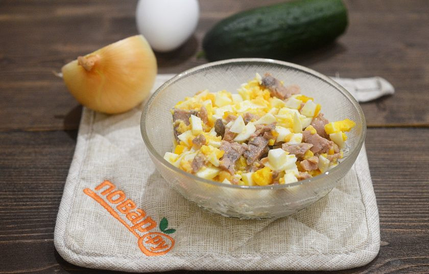 1. Этап. Печень трески по-мурмански: 4. Все перемешайте. Приятного аппетита!