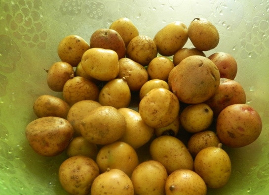 1. Этап. Картофельные рябчики: 1. Мелкий картофель необходимо хорошо помыть.