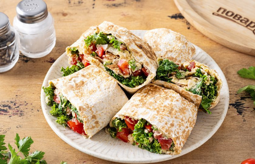 1. Этап. Лаваш с хумусом: Лаваш с хумусом готов, приятного вам аппетита!