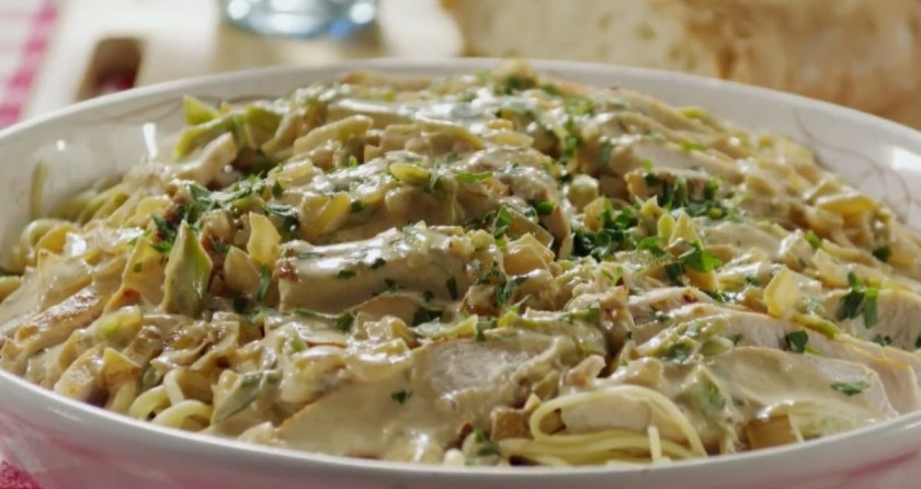 1. Этап. Индейка, тушенная со сливками: 3. Рекомендую подавать со спагетти. Вкусно — пальчики оближешь!