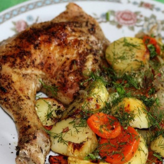 Куриные окорочка с картошкой в духовке