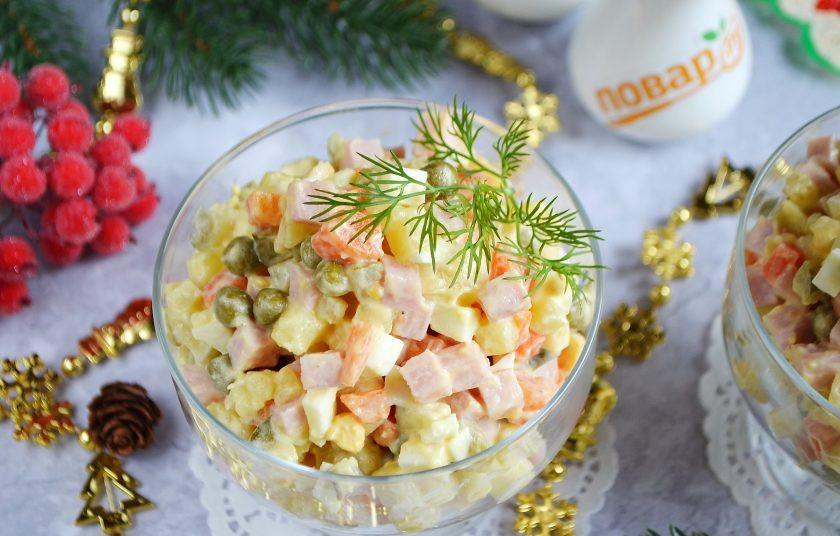 1. Этап. Русский салат Оливье: 10. Готовый салат может хранится 72 часа в холодильнике.