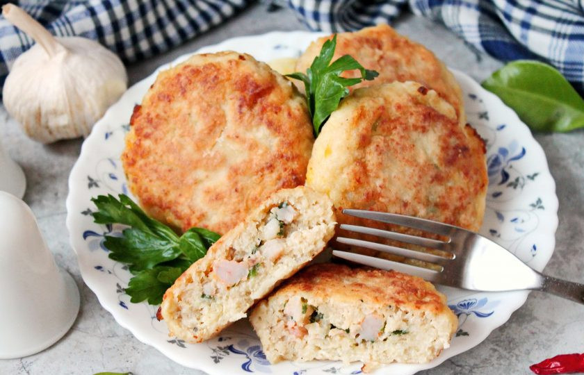 1. Этап. Котлеты из судака и креветок: Приятного аппетита!