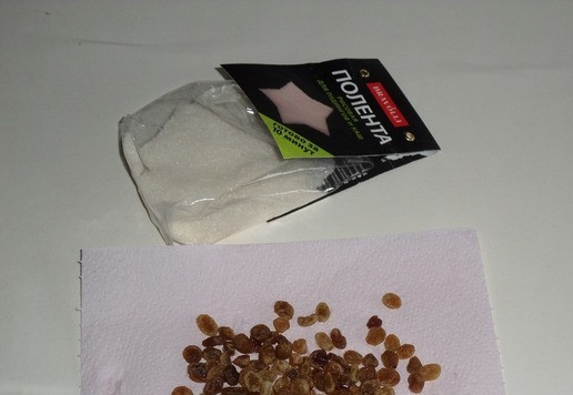 1. Этап. Творожный десерт с полентой и изюмом: Распаренный изюм выкладываю на полотенце и обсушиваю.