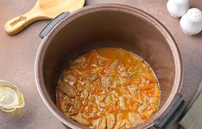 1. Этап. Фунчоза с курицей в мультиварке: Установите режим 