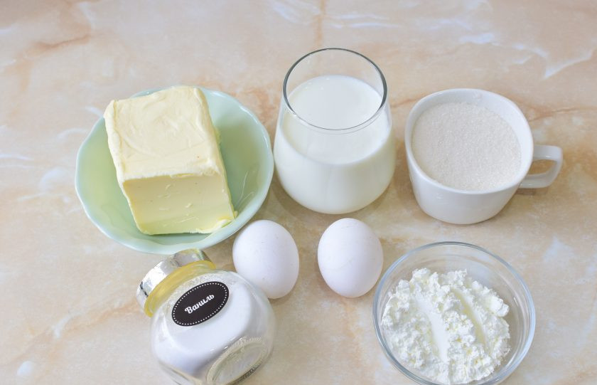 1. Этап. Французский крем для эклеров: Для приготовления крема подготовьте все ингредиенты.