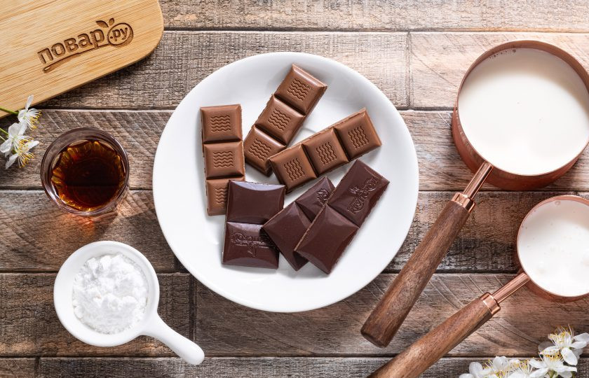 1. Этап. Горячий бельгийский шоколад: Подготовьте все ингредиенты.