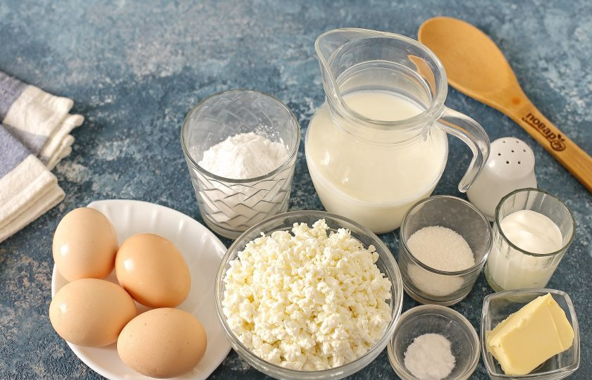 1. Этап. Налистники без муки: Подготовьте все ингредиенты.