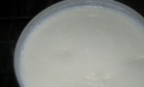 1. Этап. Запеканка из манки: 3. Варим примерно пять минут. Снимаем с огня.