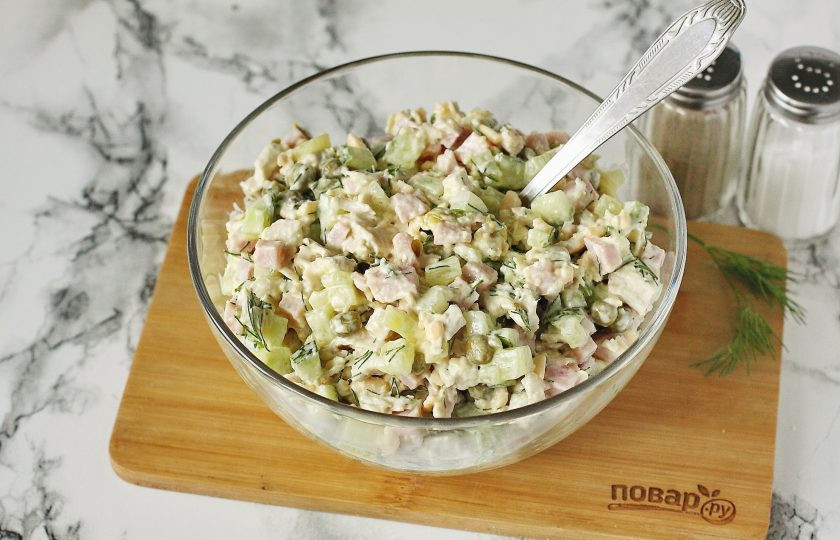 1. Этап. Салат Старый Новый год: Хорошо все перемешайте. Салат 