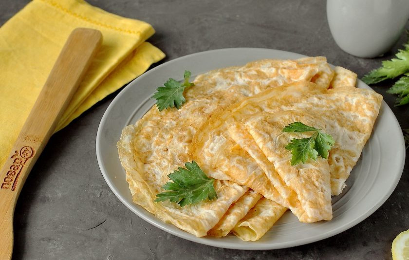 1. Этап. Яичные блинчики без крахмала: Приятного аппетита!