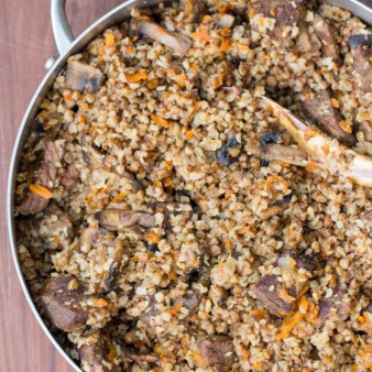 Гречка с грибами и мясом