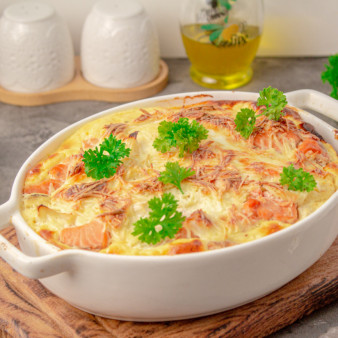 Запеканка из цветной капусты и семги