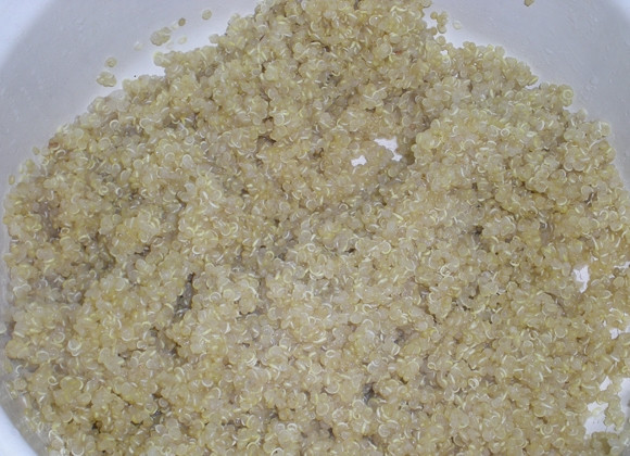 1. Этап. Киноа с овощами: Фасоль замочите часов на 8 (а лучше всего - на ночь), затем отварите ее до готовности. Киноа залейте кипятком 1 к 2 и варите минут 15. Готовую кашу вилкой разрыхлите.