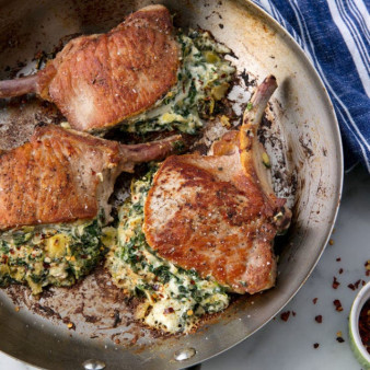 Spinach & Artichoke Stuffed Pork Chops