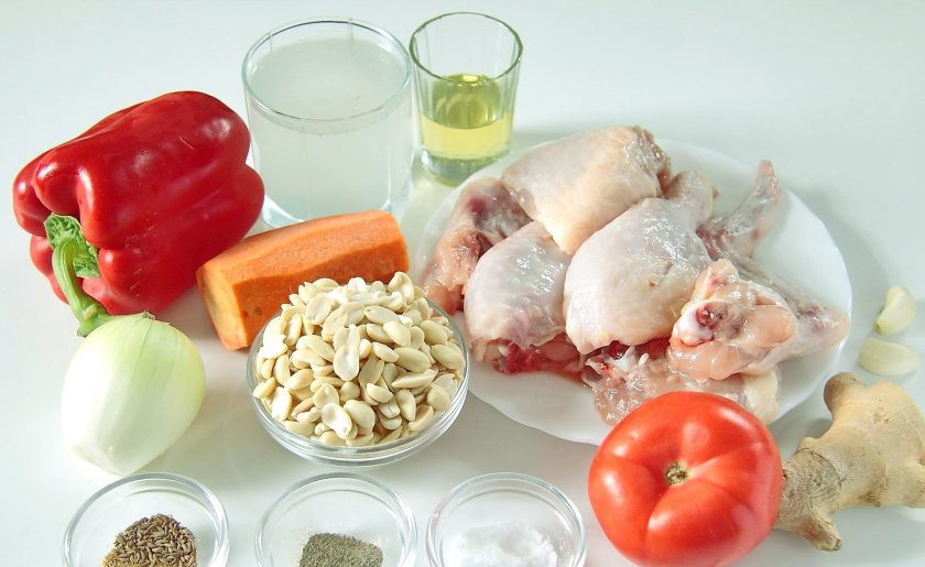 1. Этап. Африканская курица: 1. Подготовьте все необходимые ингредиенты.