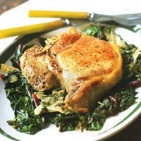 Baked Pork Chops with Swiss Chard