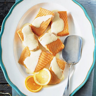 Salmon with Tangerine-Lemon Hollandaise Sauce