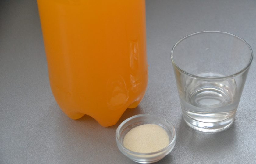 1. Этап. Желе из газировки: Подготовьте ингредиенты.