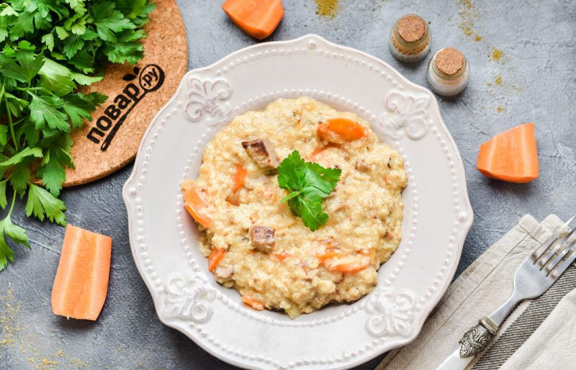 1. Этап. Овсяная каша с мясом: Приятного вам аппетита!