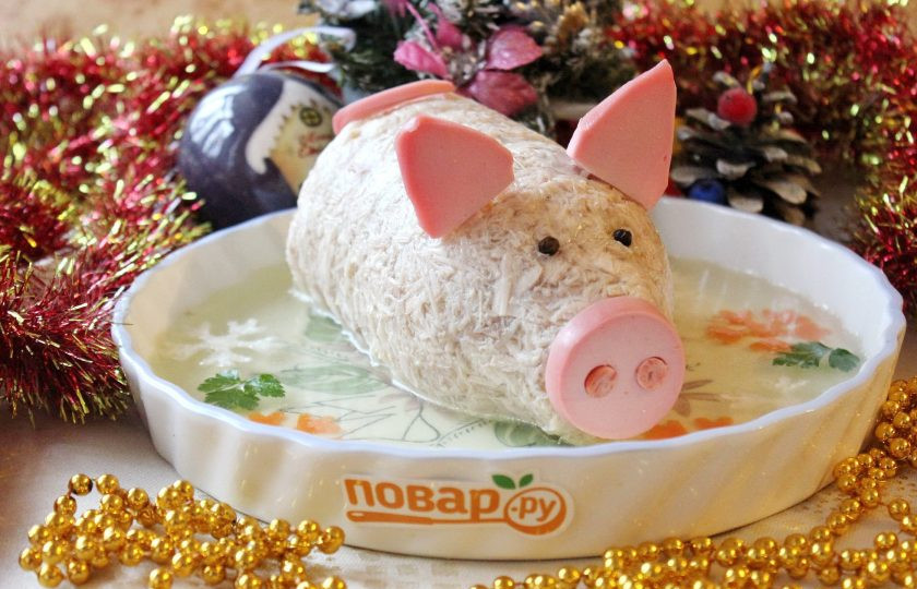 1. Этап. Холодец Новогодний поросенок: Холодец 