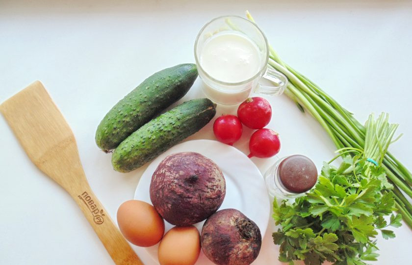 1. Этап. Холодный латышский суп: Подготовьте ингредиенты для приготовления латышского холодного супа.