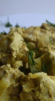 1. Этап. Куриное филе в соусе карри: По желанию посыпать мелко нарезанной зеленью.