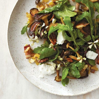 Warm Mushroom Salad with Bacon Vinaigrette