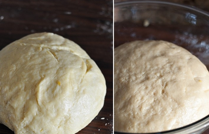 1. Этап. Заварной кулич: 12. Готовое тесто накройте полотенцем и оставьте подходить часа на 4 в тепле.