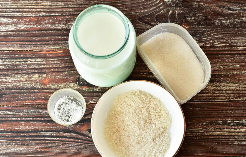 1. Этап. Молочный рисовый суп в мультиварке: Подготовьте ингредиенты.