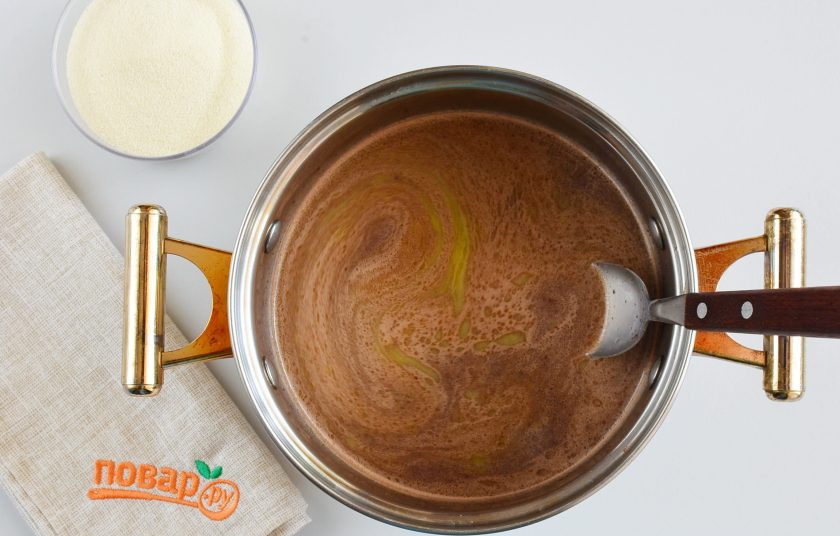 1. Этап. Десерт из шоколада: К моменту кипения масло уже растворится.