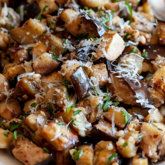 Sautéed Eggplant with Garlic and Parmesan