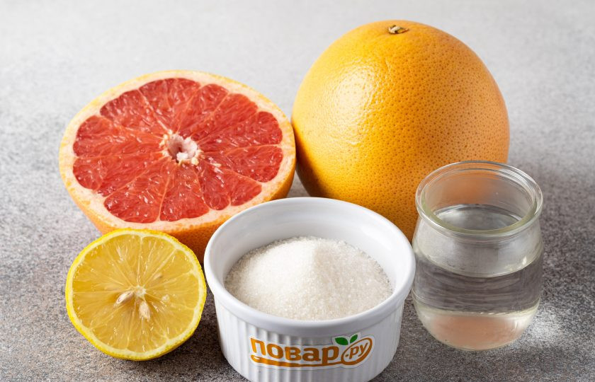 1. Этап. Сорбет из грейпфрутов: Подготовьте все ингредиенты.