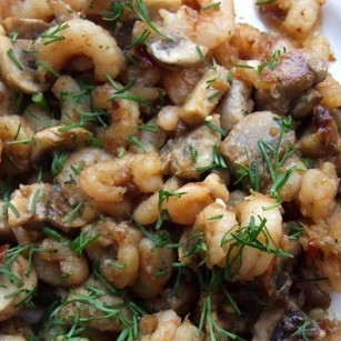 Креветки с грибами