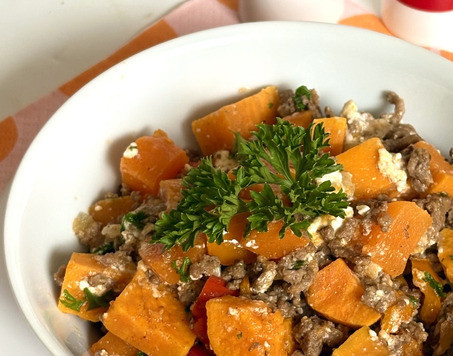 1. Этап. Батат с фаршем и фетой: Быстро, вкусно и полезно!